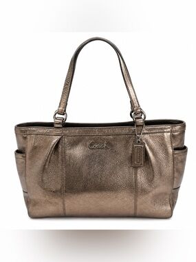 Coach Metallic Bronze Leather Shoulder Tote